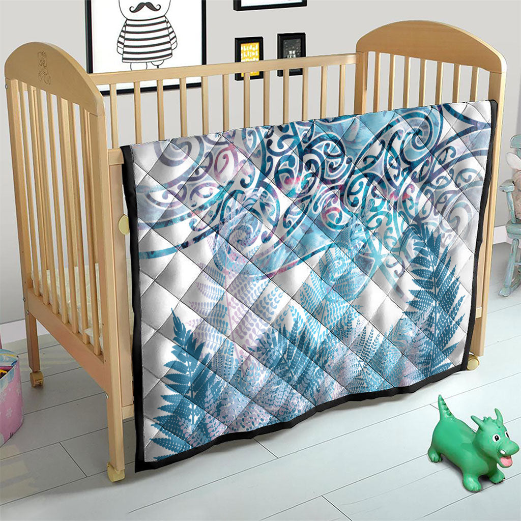 Aotearoa Maori Koru Curves Quilt Aqua Paua Shell LT7 - Polynesian Pride