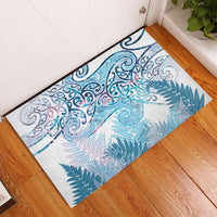 Aotearoa Maori Koru Curves Rubber Doormat Aqua Paua Shell