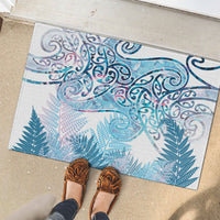 Aotearoa Maori Koru Curves Rubber Doormat Aqua Paua Shell