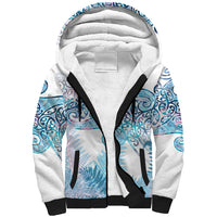 Aotearoa Maori Koru Curves Sherpa Hoodie Aqua Paua Shell