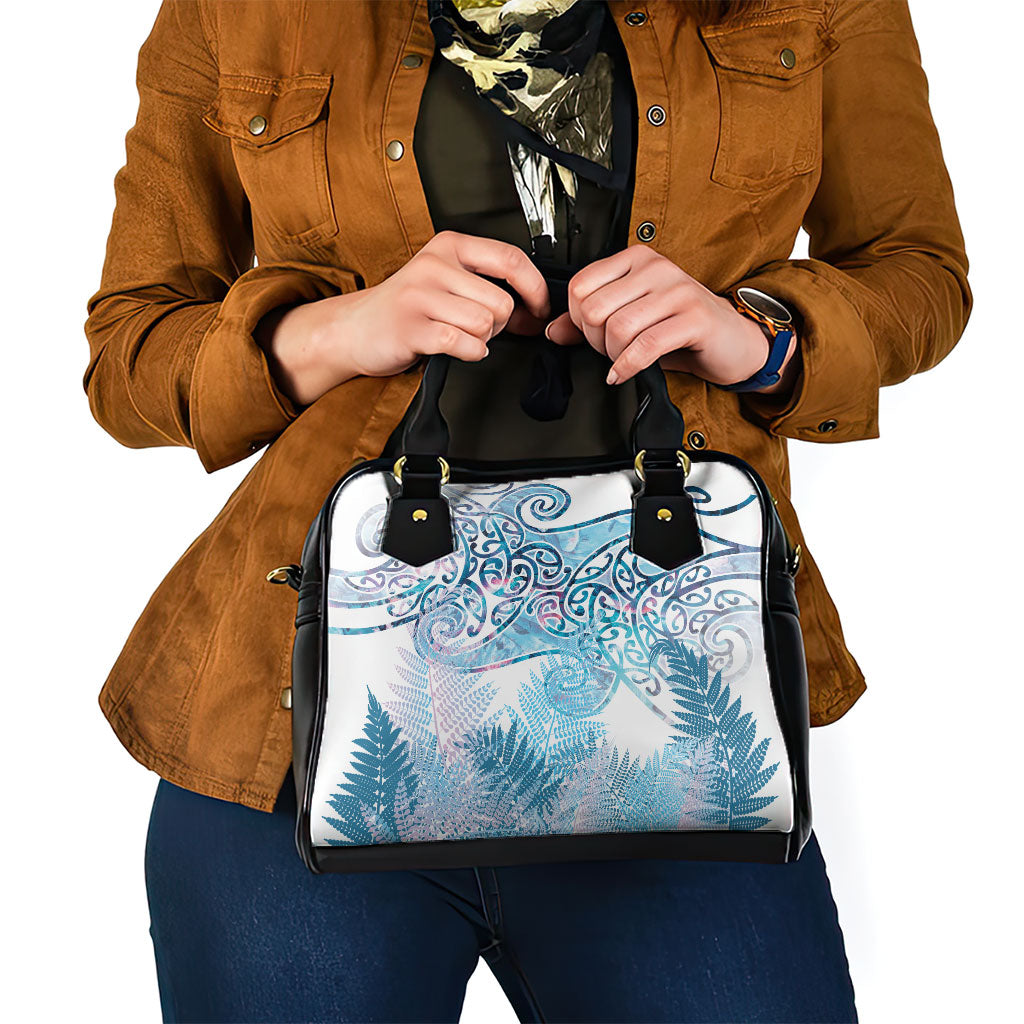 Aotearoa Maori Koru Curves Shoulder Handbag Aqua Paua Shell LT7 - Polynesian Pride