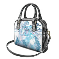Aotearoa Maori Koru Curves Shoulder Handbag Aqua Paua Shell LT7 - Polynesian Pride