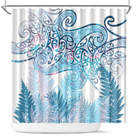 Aotearoa Maori Koru Curves Shower Curtain Aqua Paua Shell LT7 Blue - Polynesian Pride