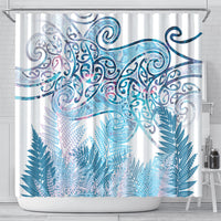 Aotearoa Maori Koru Curves Shower Curtain Aqua Paua Shell LT7 - Polynesian Pride