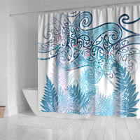 Aotearoa Maori Koru Curves Shower Curtain Aqua Paua Shell LT7 - Polynesian Pride