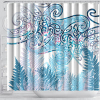 Aotearoa Maori Koru Curves Shower Curtain Aqua Paua Shell LT7 - Polynesian Pride