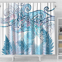 Aotearoa Maori Koru Curves Shower Curtain Aqua Paua Shell LT7 - Polynesian Pride