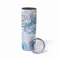 Aotearoa Maori Koru Curves Skinny Tumbler Aqua Paua Shell LT7 - Polynesian Pride