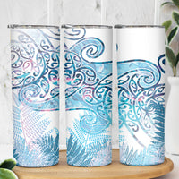 Aotearoa Maori Koru Curves Skinny Tumbler Aqua Paua Shell LT7 - Polynesian Pride