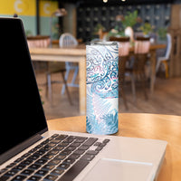 Aotearoa Maori Koru Curves Skinny Tumbler Aqua Paua Shell LT7 - Polynesian Pride