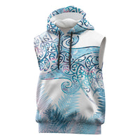 Aotearoa Maori Koru Curves Sleeveless Hoodie Aqua Paua Shell LT7 Blue - Polynesian Pride