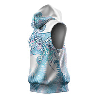 Aotearoa Maori Koru Curves Sleeveless Hoodie Aqua Paua Shell LT7 - Polynesian Pride