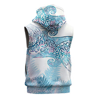 Aotearoa Maori Koru Curves Sleeveless Zip Hoodie Aqua Paua Shell LT7 - Polynesian Pride
