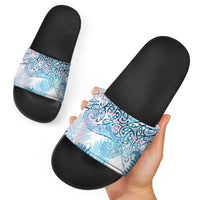 Aotearoa Maori Koru Curves Slide Sandals Aqua Paua Shell LT7 - Polynesian Pride