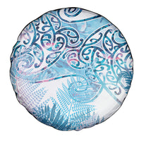 Aotearoa Maori Koru Curves Spare Tire Cover Aqua Paua Shell