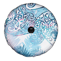 Aotearoa Maori Koru Curves Spare Tire Cover Aqua Paua Shell