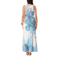 Aotearoa Maori Koru Curves Tank Maxi Dress Aqua Paua Shell LT7 - Polynesian Pride