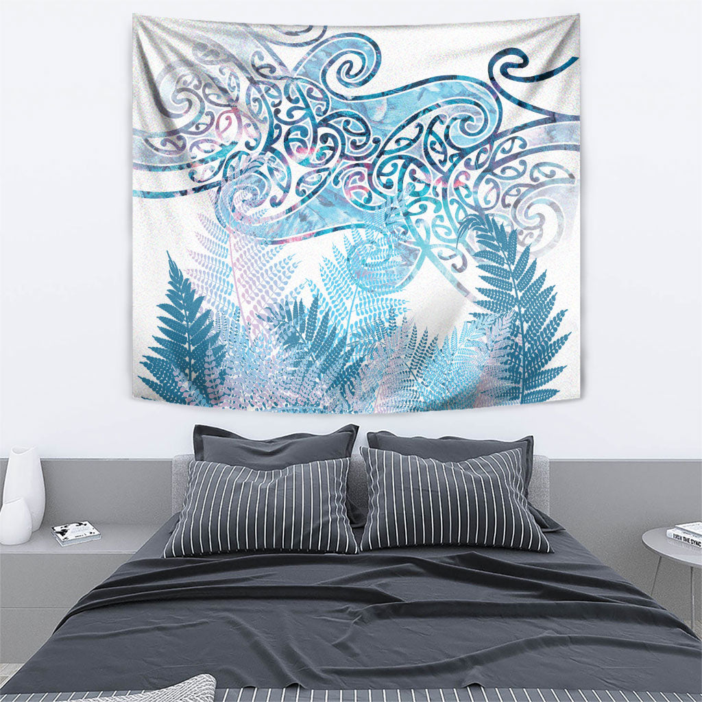 Aotearoa Maori Koru Curves Tapestry Aqua Paua Shell LT7 - Polynesian Pride