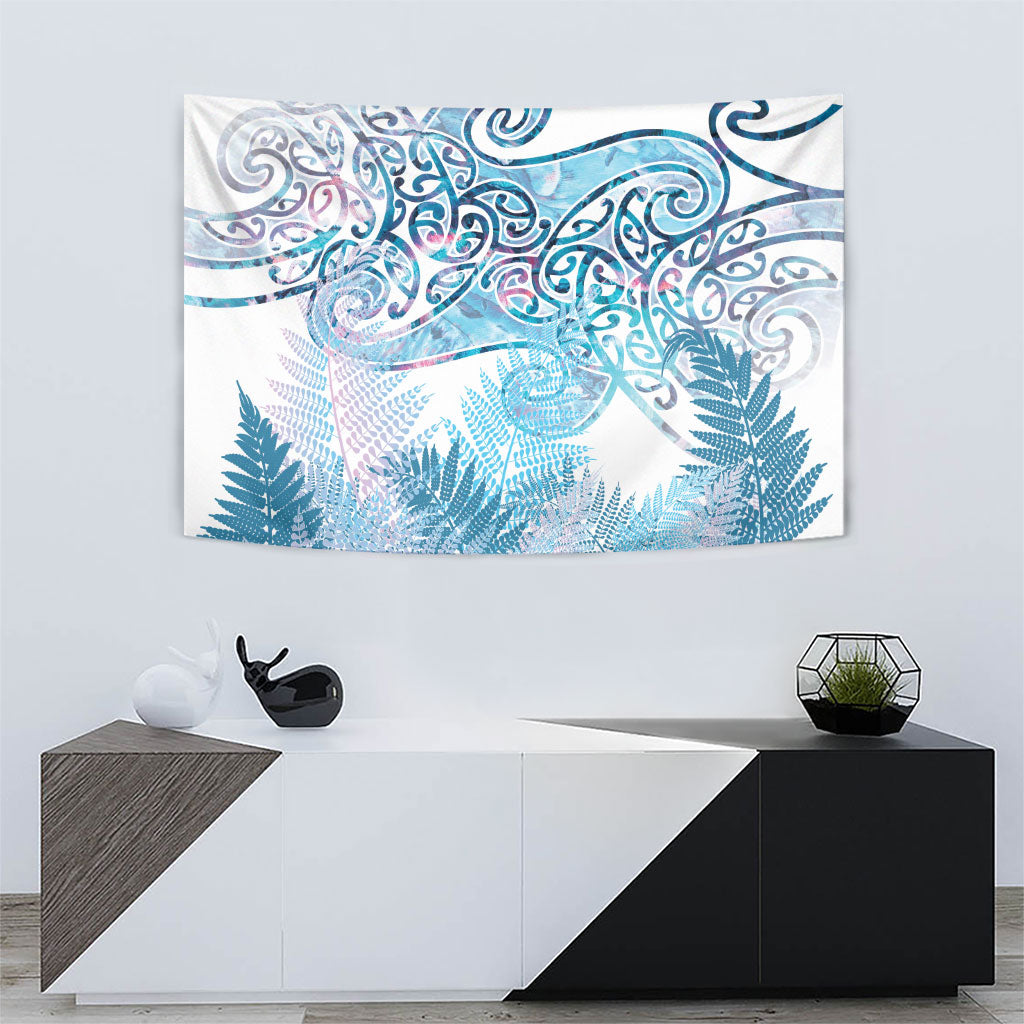 Aotearoa Maori Koru Curves Tapestry Aqua Paua Shell LT7 - Polynesian Pride