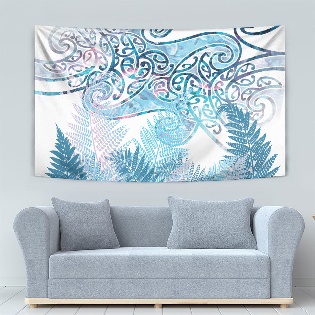 Aotearoa Maori Koru Curves Tapestry Aqua Paua Shell LT7 - Polynesian Pride