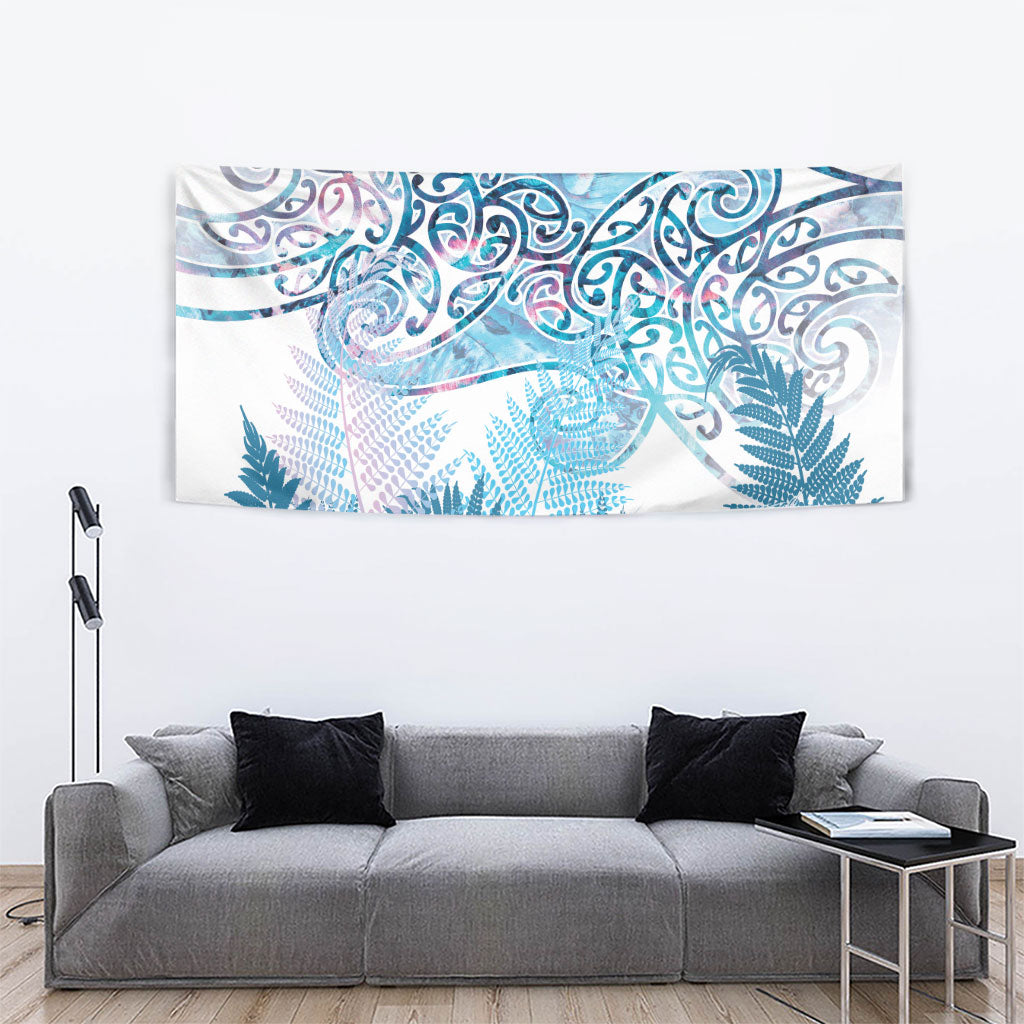 Aotearoa Maori Koru Curves Tapestry Aqua Paua Shell LT7 - Polynesian Pride