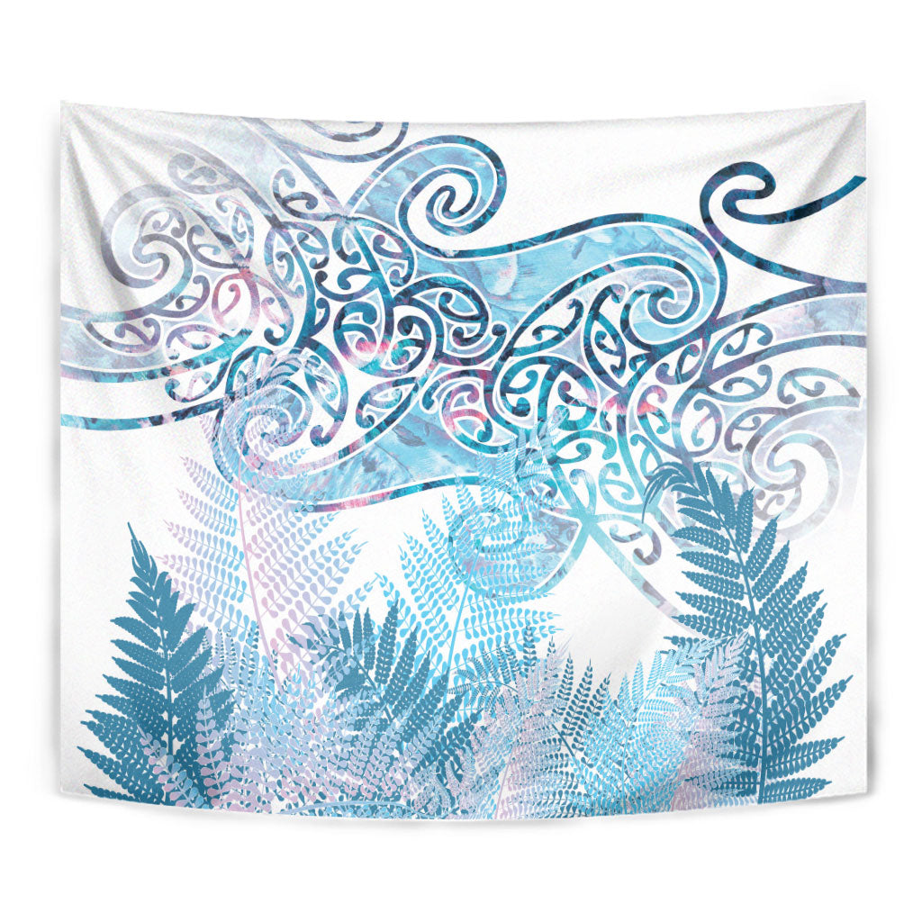 Aotearoa Maori Koru Curves Tapestry Aqua Paua Shell LT7 - Polynesian Pride