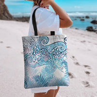 Aotearoa Maori Koru Curves Tote Bag Aqua Paua Shell LT7 - Polynesian Pride