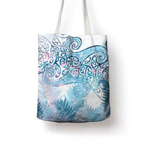 Aotearoa Maori Koru Curves Tote Bag Aqua Paua Shell LT7 - Polynesian Pride