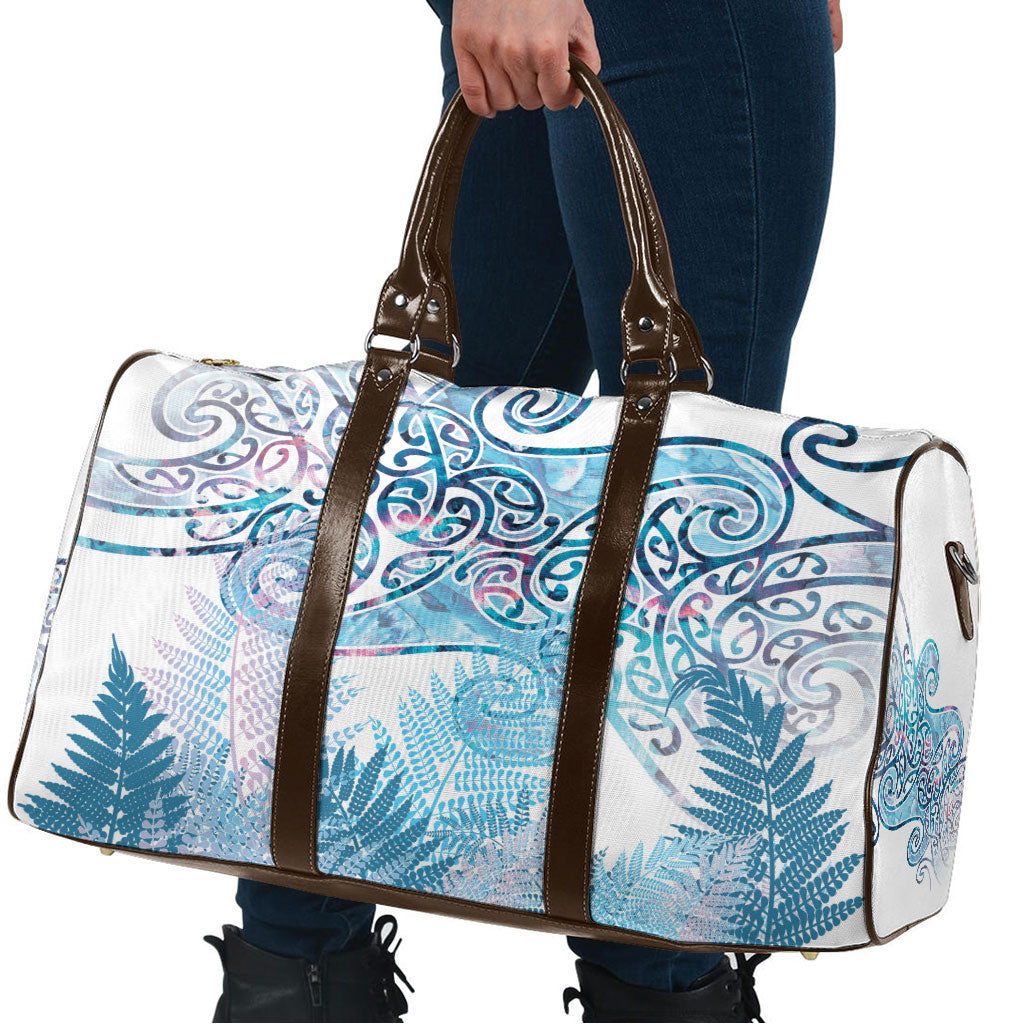 Aotearoa Maori Koru Curves Travel Bag Aqua Paua Shell LT7 - Polynesian Pride