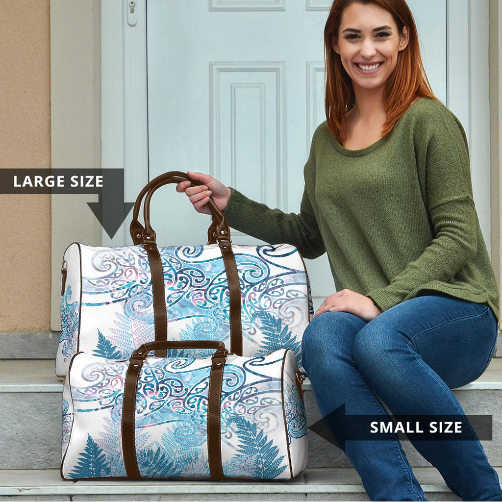Aotearoa Maori Koru Curves Travel Bag Aqua Paua Shell LT7 - Polynesian Pride