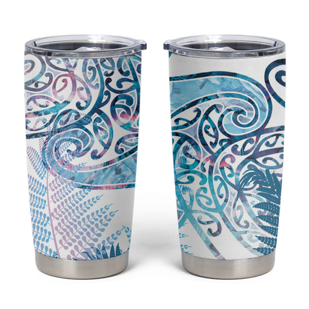 Aotearoa Maori Koru Curves Tumbler Cup Aqua Paua Shell LT7 Blue - Polynesian Pride