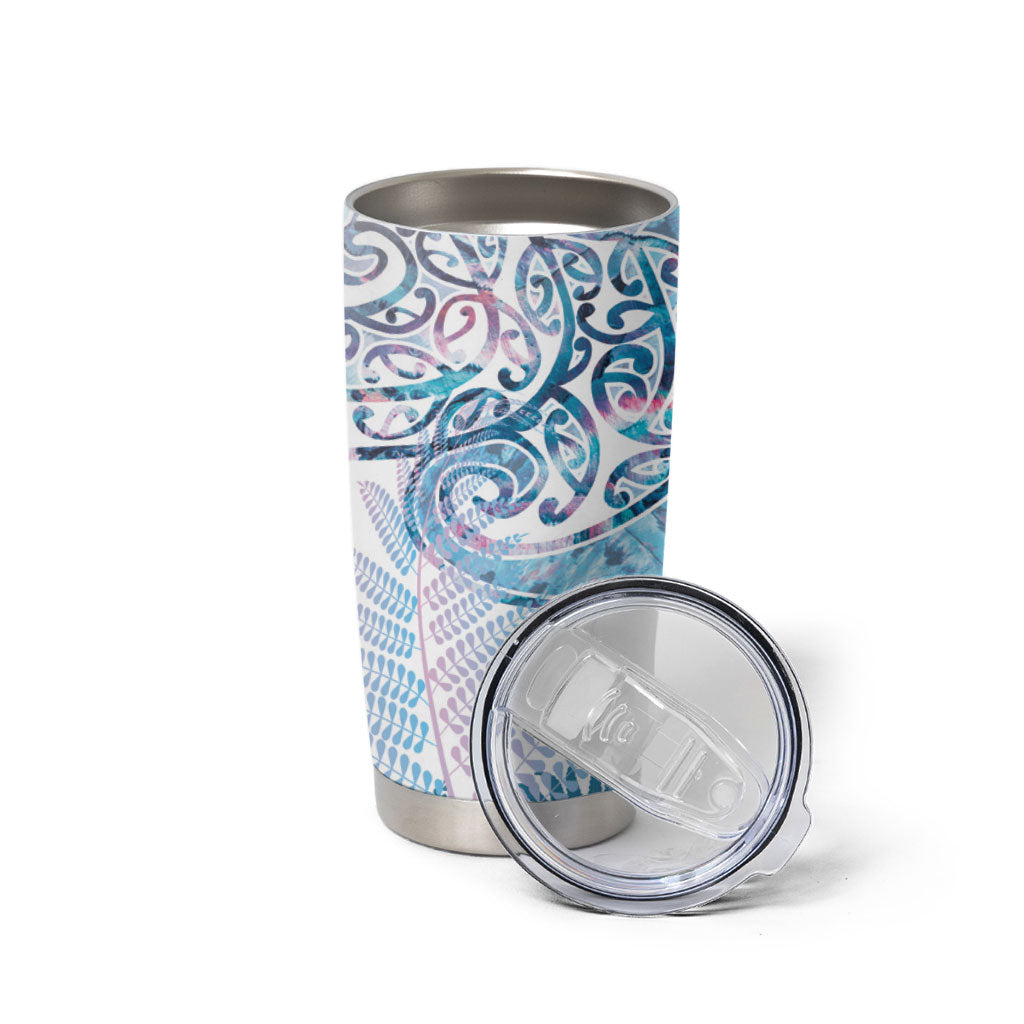Aotearoa Maori Koru Curves Tumbler Cup Aqua Paua Shell LT7 - Polynesian Pride