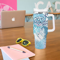 Aotearoa Maori Koru Curves Tumbler With Handle Aqua Paua Shell LT7 - Polynesian Pride