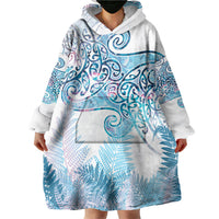 Aotearoa Maori Koru Curves Wearable Blanket Hoodie Aqua Paua Shell LT7 - Polynesian Pride