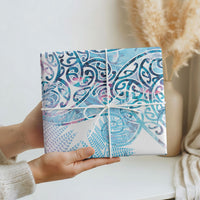 Aotearoa Maori Koru Curves Wrapping Paper Aqua Paua Shell LT7 - Polynesian Pride