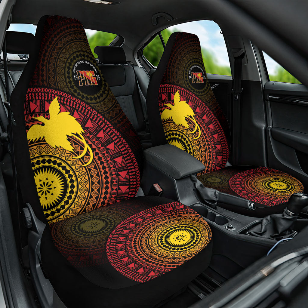 Papua New Guinea Independence Car Seat Cover Tapa Circle LT7 One Size Black - Polynesian Pride