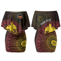Papua New Guinea Independence Personalized Couples Matching Off Shoulder Short Dress and Long Sleeve Button Shirt Tapa Circle LT7 - Polynesian Pride