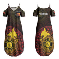 Papua New Guinea Independence Personalized Couples Matching Summer Maxi Dress and Long Sleeve Button Shirt Tapa Circle LT7 - Polynesian Pride