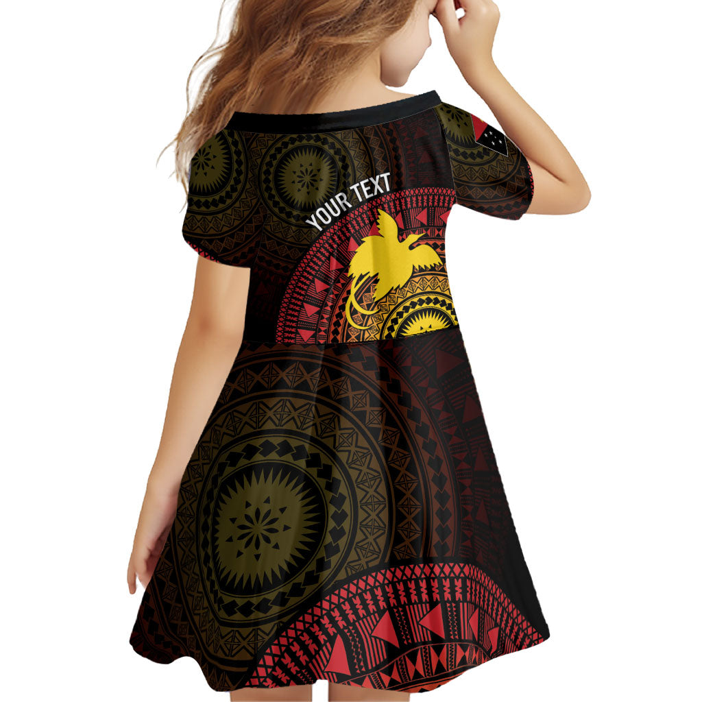 Papua New Guinea Independence Personalized Family Matching Off The Shoulder Long Sleeve Dress and Hawaiian Shirt Tapa Circle