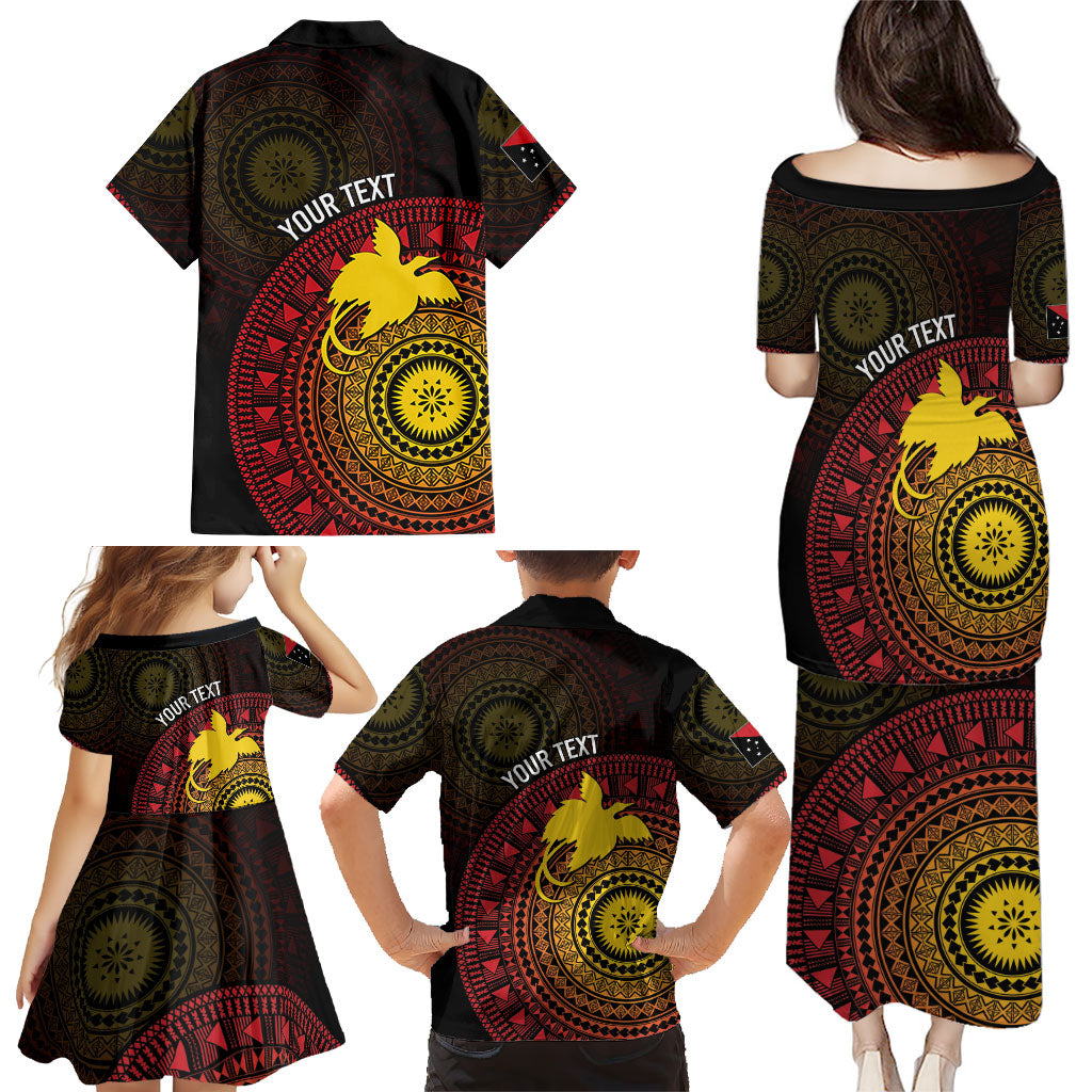 Papua New Guinea Independence Personalized Family Matching Puletasi and Hawaiian Shirt Tapa Circle