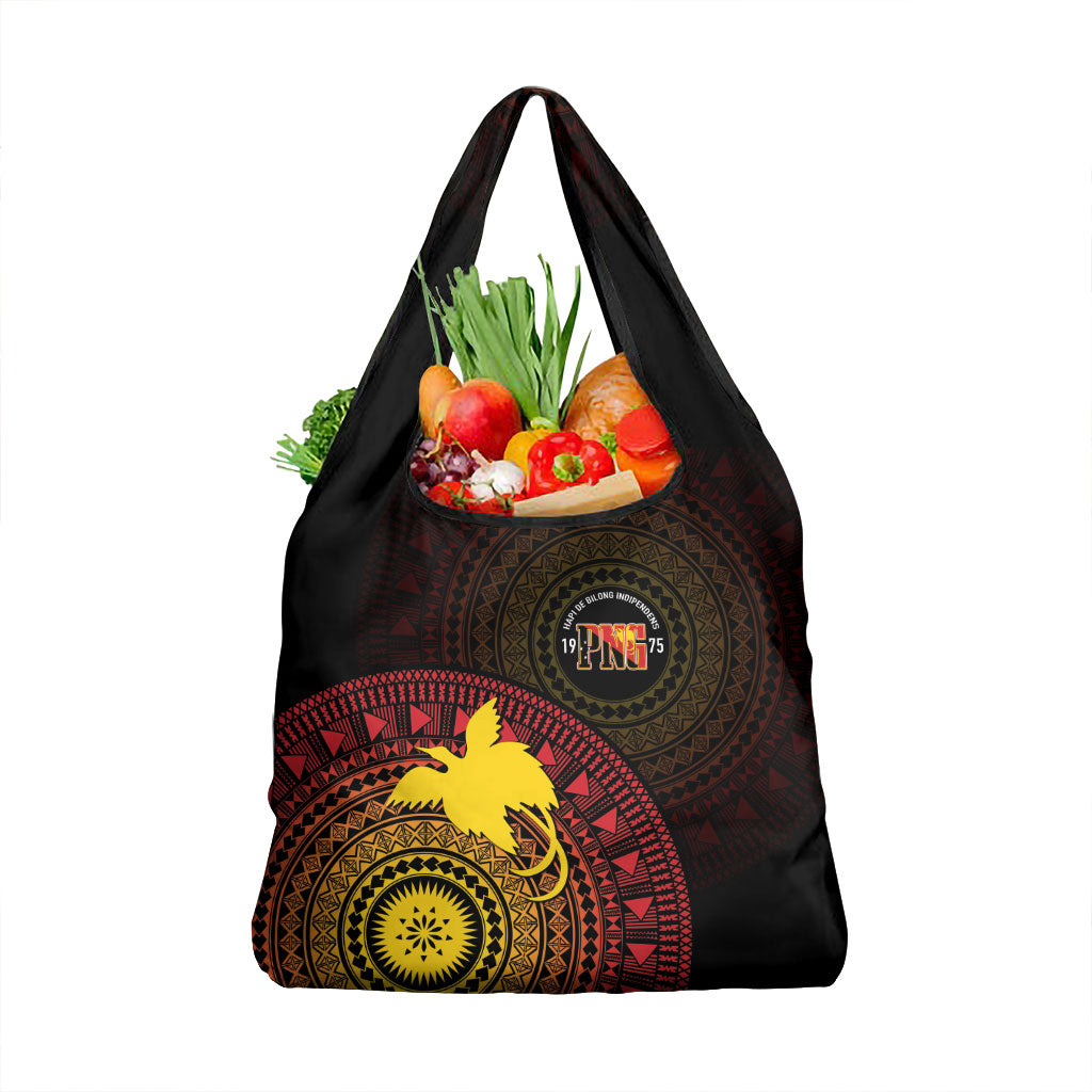 Papua New Guinea Independence Grocery Bag Tapa Circle LT7 1-pack One Size Black - Polynesian Pride
