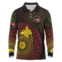 Papua New Guinea Independence Personalized Long Sleeve Polo Shirt Tapa Circle