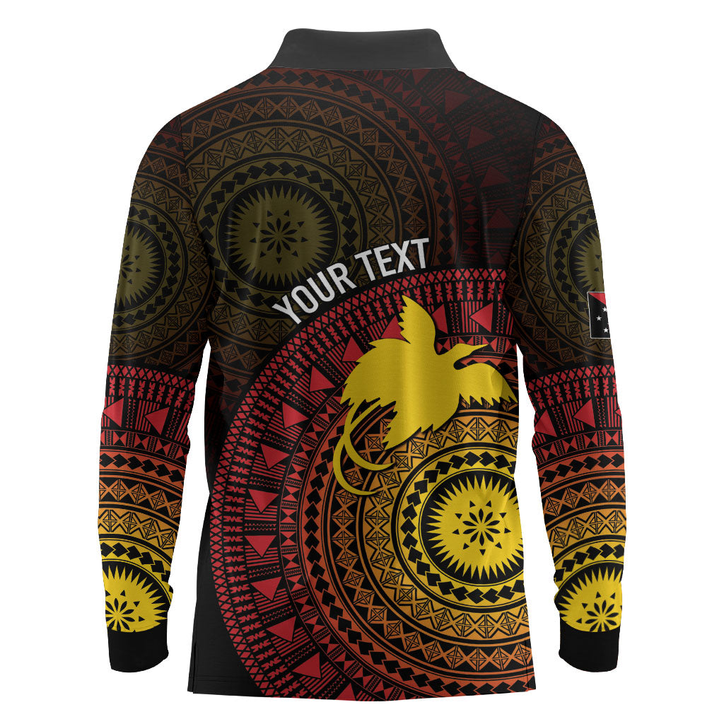 Papua New Guinea Independence Personalized Long Sleeve Polo Shirt Tapa Circle
