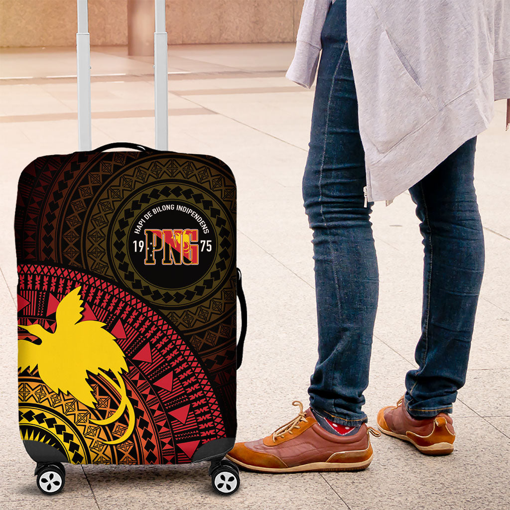 Papua New Guinea Independence Luggage Cover Tapa Circle LT7 Black - Polynesian Pride