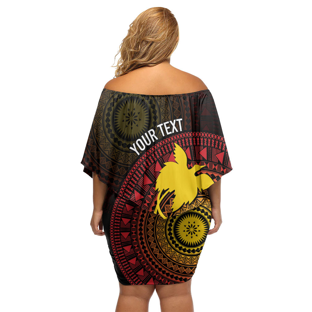 Papua New Guinea Independence Personalized Off Shoulder Short Dress Tapa Circle