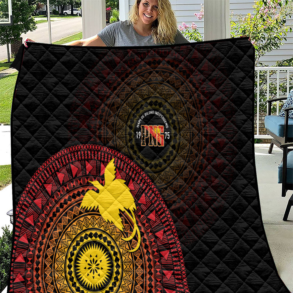 Papua New Guinea Independence Quilt Tapa Circle LT7 Black - Polynesian Pride