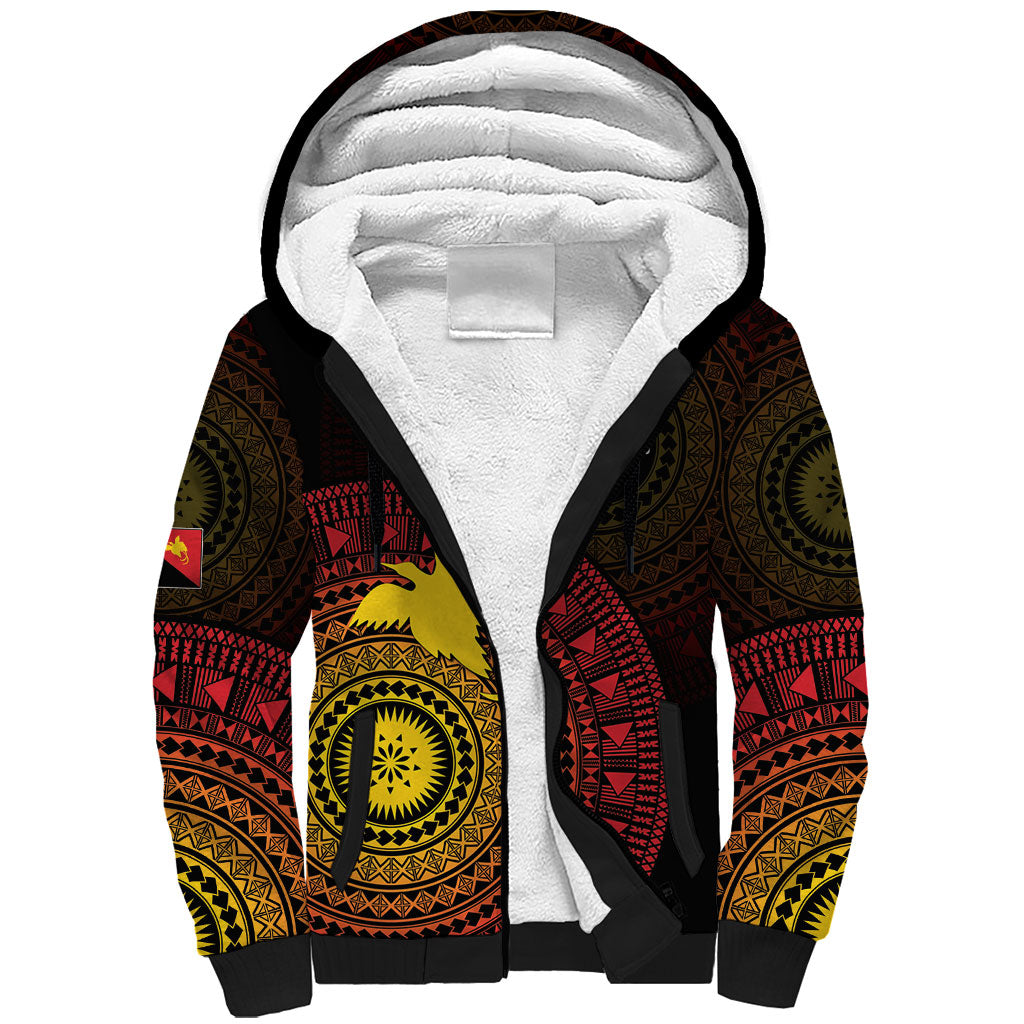Papua New Guinea Independence Personalized Sherpa Hoodie Tapa Circle LT7 Unisex Black - Polynesian Pride