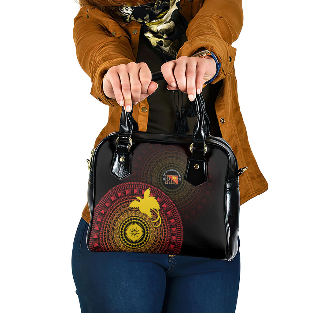 Papua New Guinea Independence Shoulder Handbag Tapa Circle LT7 One Size Black - Polynesian Pride
