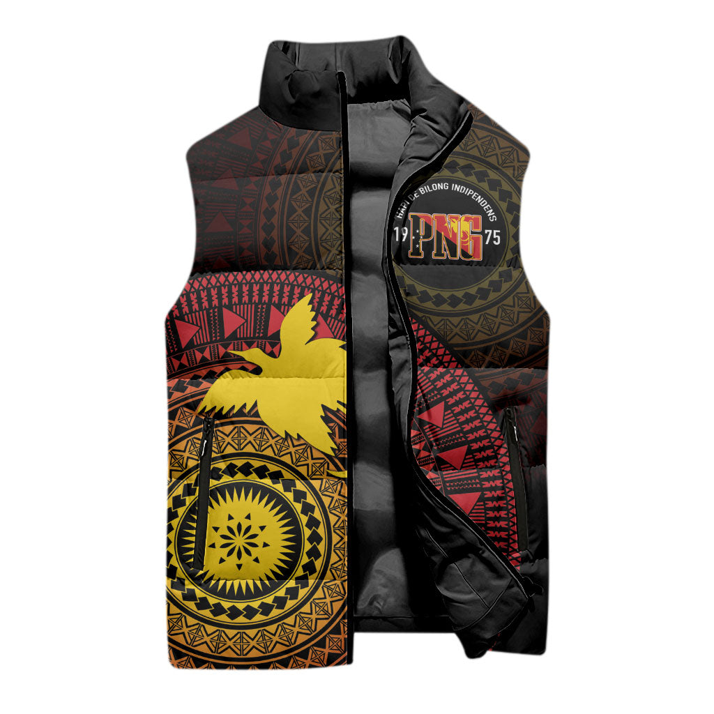 Papua New Guinea Independence Personalized Sleeveless Puffer Jacket Tapa Circle