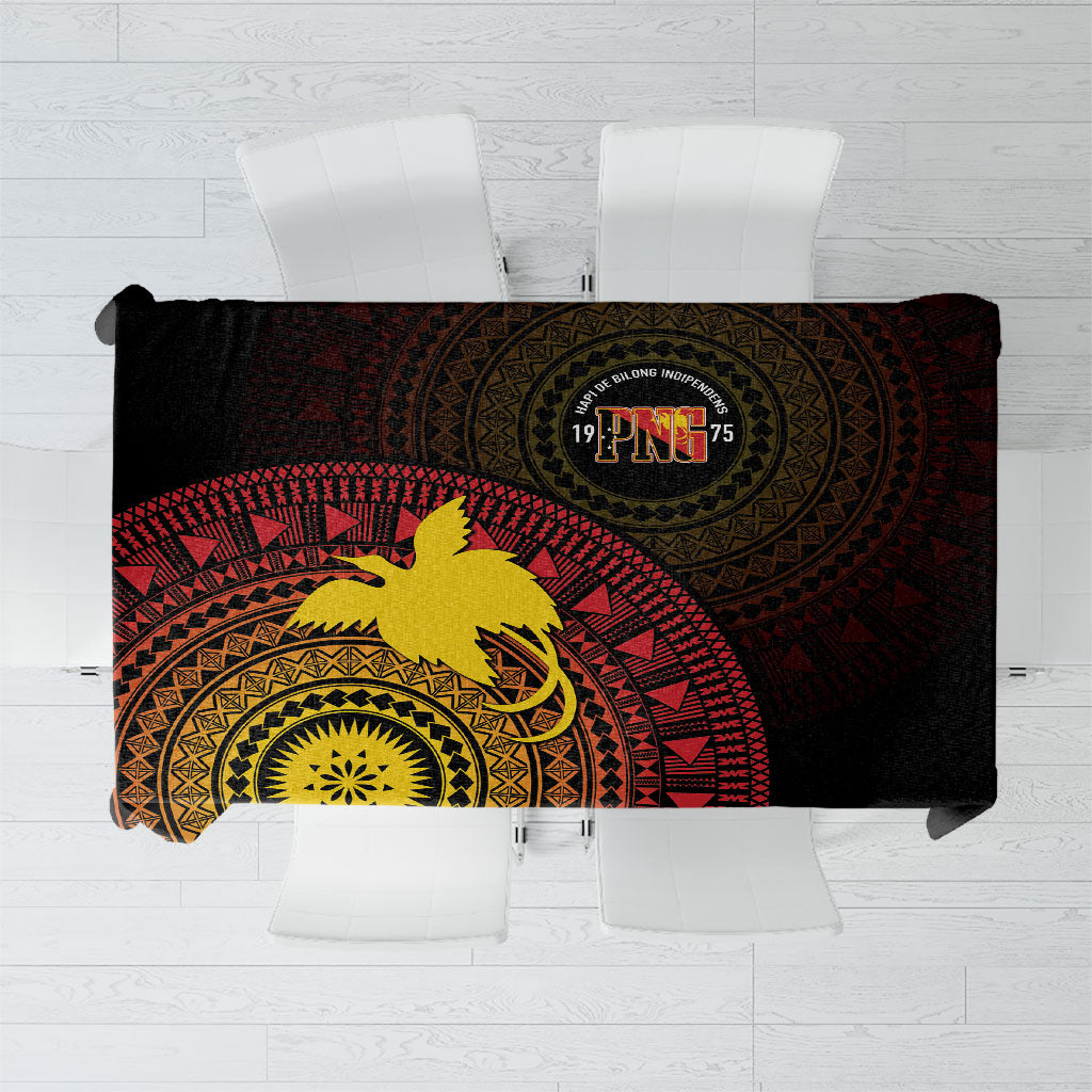 Papua New Guinea Independence Tablecloth Tapa Circle LT7 Black - Polynesian Pride